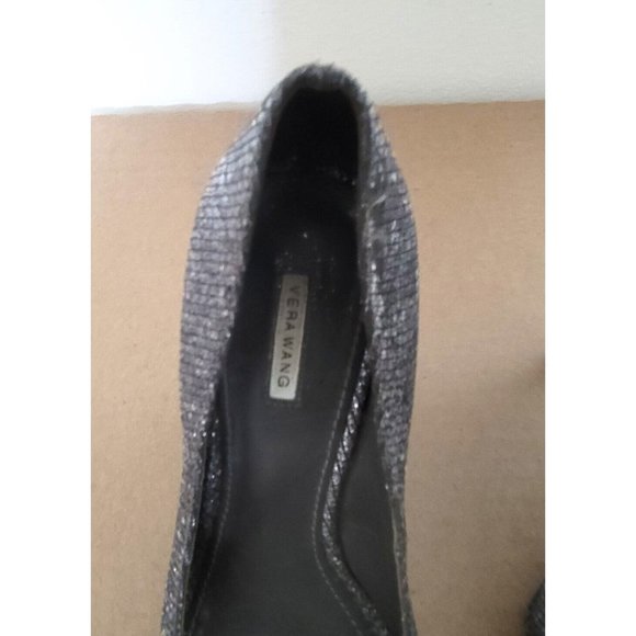 Vera Wang Selima Silver Glitter Peep Toe Platform Stiletto Pumps Womens Size 7 - Picture 11 of 12